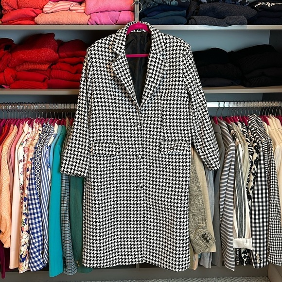 Nasty Gal black and white gingham long coat size 6/ US 2 - Picture 1 of 3